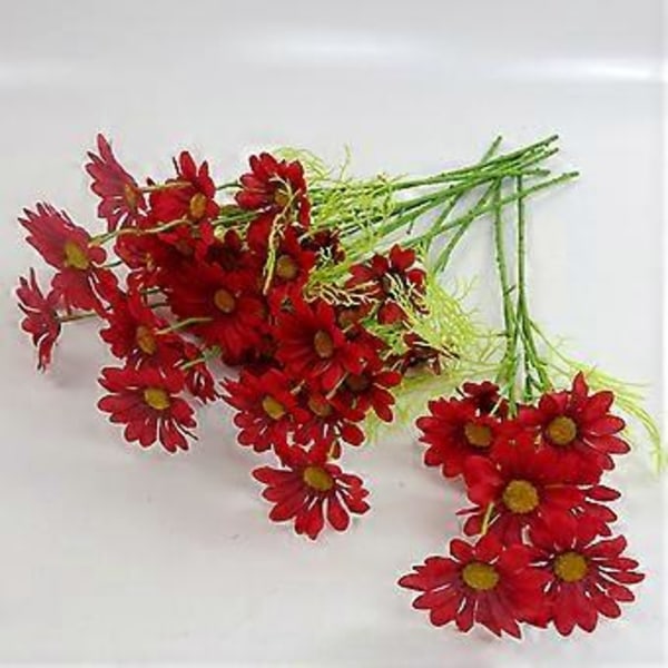 10 stk. 5 Hoveder Realistisk Levende Kunstig Blomst Krysantemum Falsk Blomsterbuket Hjem Kunst Dekoration Scene Layout (Vinrød)