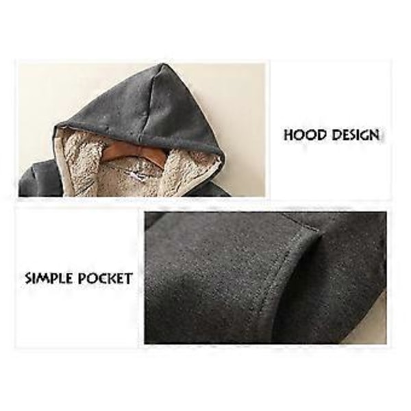 Dam Hoodiejacka med Tjock Foder, Fickor, Dragkedja Fram och Huva med Snöre (S Svart)
