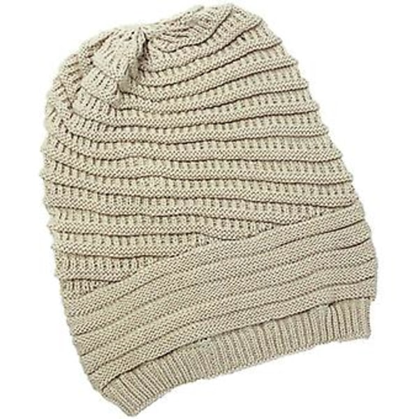 Unisex Kvinder Mænd Strikket Slouchy Baggy Beanie Hat Vinter Varmer Skull Ski Cap (Beige)