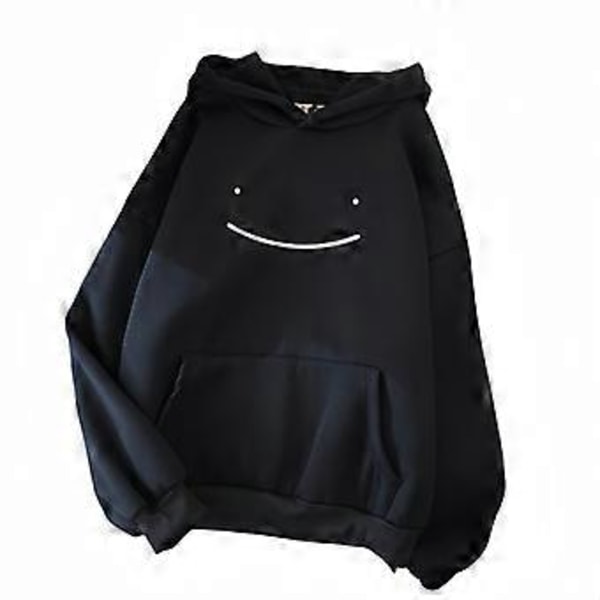 2025 Sweatshirts til Kvinder, Smiley Casual Løs Skjorte Hættetrøjer (M Sort)