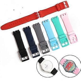 Swatch Kompatibel Silikone Urrem 16mm 17mm 19mm 20mm Udskiftningsrem - Sort (16mm gul)