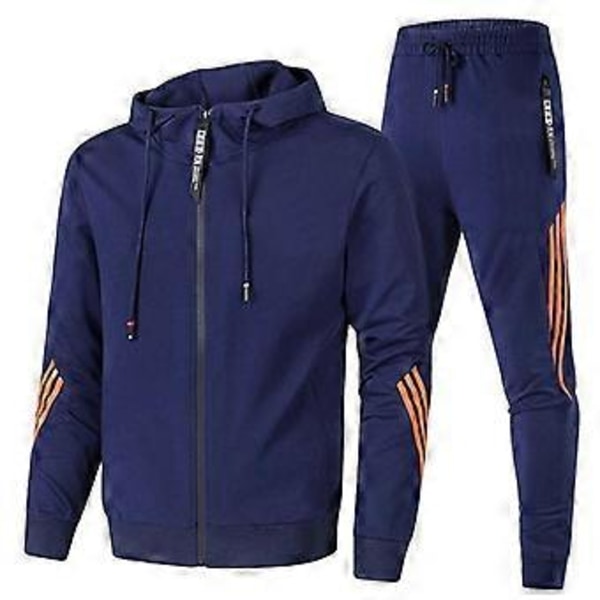 Stor Størrelse Herre Efterår og Vinter Mode Afslappet Træningssæt Jakke Sweatpants 2 Dele Sæt (XXXL gul)