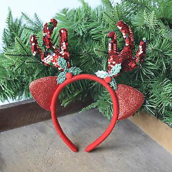 Rensdyr Pandebånd Brun Hjortehorn Hårbånd Fjer Rensdyr Pandebånd Julefest Pandebånd Hårtilbehør til Kvinder Piger Hårstyling