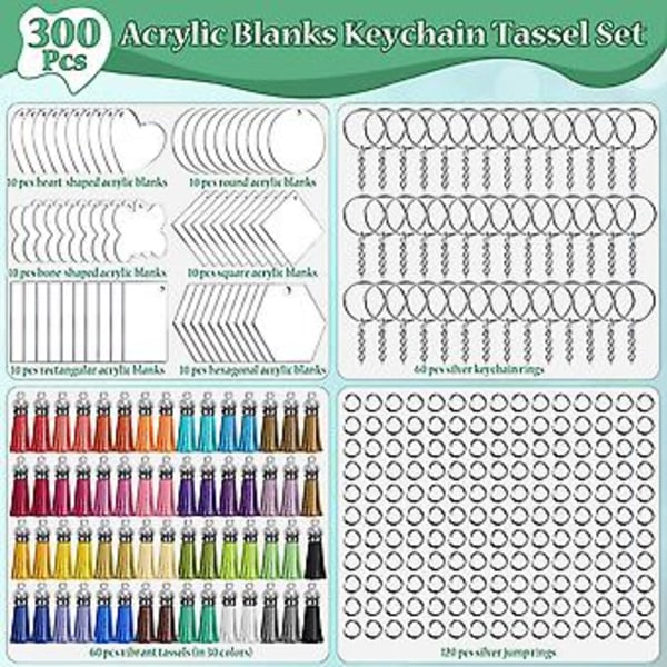DIY-askartelut Läpinäkyvä akryylinen nahkainen tupsu avaimenperäsarja pyöreä avaimenperäaihio