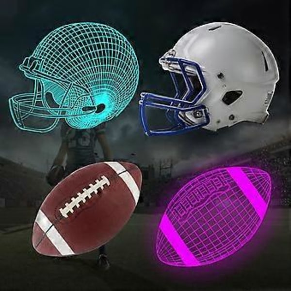 3D Rugby Nattlampor för Flickrum, 3 Mönster och Timerfunktion, 7 Färgbyten och Fjärrkontroll, Illusion LED Nattlampa Leksaker Presenter