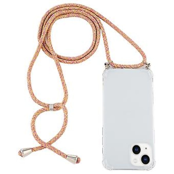 TPU-fodral med snodd för iPhone 15 Plus (Orange Lila)