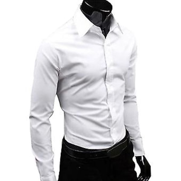 Fianao Herre Skjorte med Knapper, Anti-rynke, Lugtfri, Langærmet (XL Hvid)
