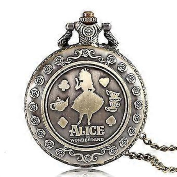 Retro Alice i Eventyrland-tema, bronze quartz, lommeure
