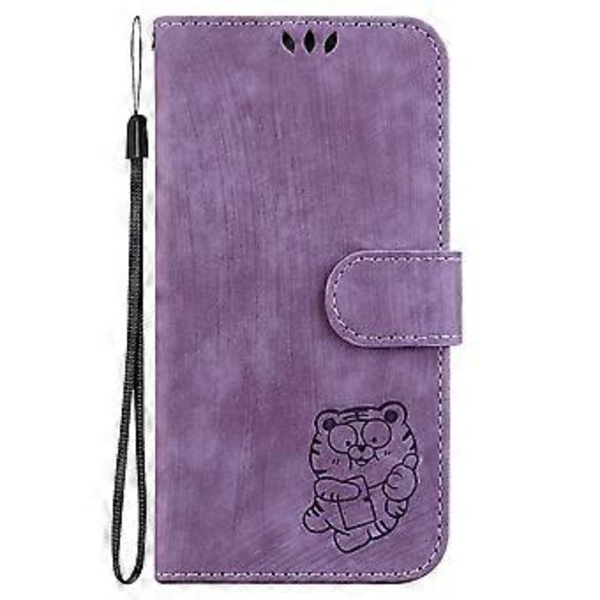 Embosset lærveske for iPhone 12 mini (Lilla)