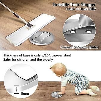 Magnetisk Dørstopper 2-pak Brushed Rustfrit Stål Usynlig Heavy Duty Magnetisk Dørstop Sølv Ingen Boring