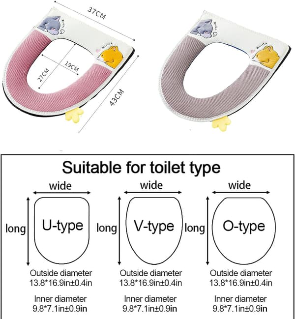 2 kpl (punainen + harmaa) Yleiskäyttöinen paksu wc-istuimen pehmuste