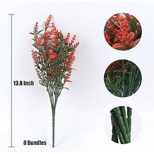 Konstgjorda Lavendelblommor Växter 8 Paket UV-Resistenta Falska Utomhus Plastgrönska Buskar Växter Hängande Planterare Kök Hem Bröllop Kontor Trädgård