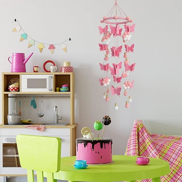 Baby Seng Mobile Sød Butterfly Filtkugle Mobile Loft Mobile H