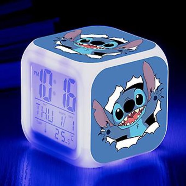 LED-sömnad Anime Digital väckarklocka - Mini-storlek, 8 cm, 3 tum, 7 färger som ändras, temperatur, perfekt för barns sovrum (14)