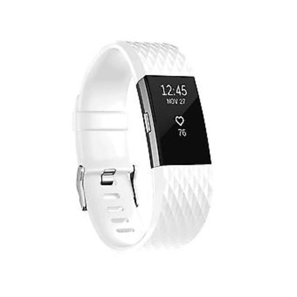 Timanttikuvioinen ranneke FITBIT Charge 2:lle, 12,5x8,5 cm (Valkoinen)