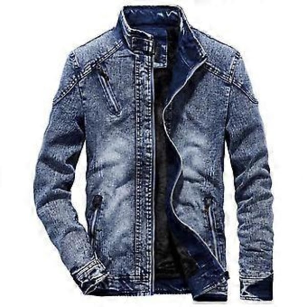 Denim Jakke Mænd Efterår Mode Jeans Jakke Frakke Mand Slim Fit Casual Frakker Overtøj Jakke Og Frakke (XXL sort)
