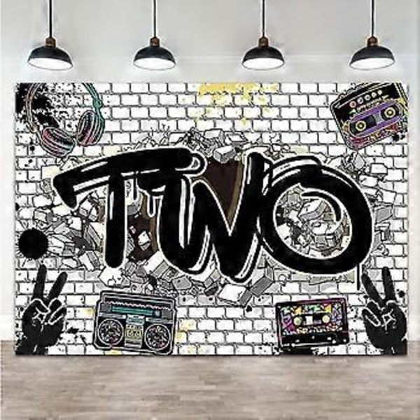 Hip Hop Graffiti Tiiliseinä Kaksi Poistumista Syntymäpäiväjuhlateema Valokuvaustaustat Lapsille Pojille tai Tytölle Onnellinen Syntymäpäiväjuhlat Taustakuva Studio 7x5ft