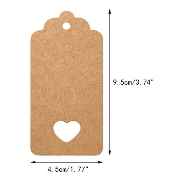 Kraftpapper Presentlappar 9,5x4,5cm, 100st med Jutesnöre, för Bröllop