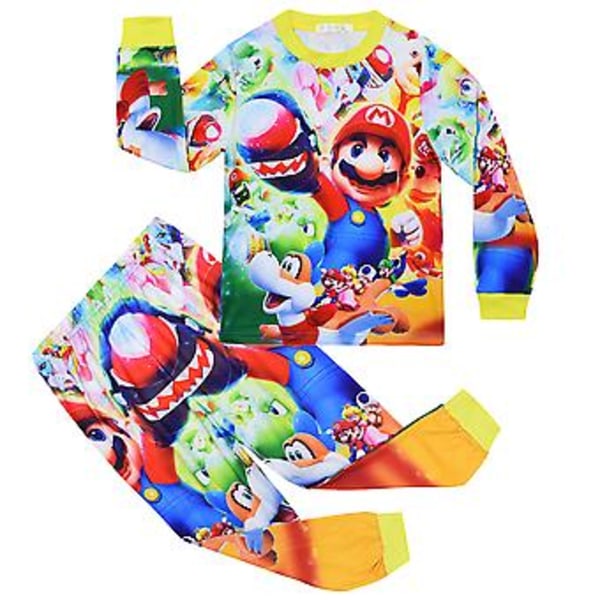 4-9 År Pojkar Flickor Barn Super Mario Bros Pyjamas Set Pjs Nattkläder Pyjamas (5-6 År D)