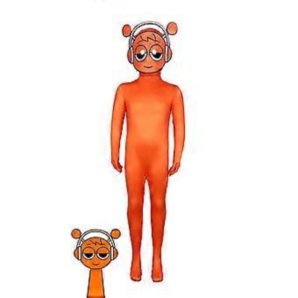 Sprunki Cosplay Kostym Jumpsuit Party Maskerad Bodysuit (180 Orange)