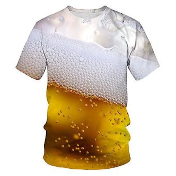 Herre 3D Grafik Sjov Øl T-shirt med Print, Kortærmet Mode Streetwear T-shirts Med Designs, 100% Ny (L)