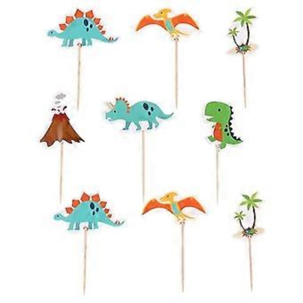 48 kpl paperisia cupcake-koristeita, dinosaurus-kakunkoristeet syntymäpäiväjuhliin