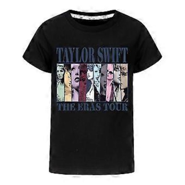 9-16 -vuotiaat lapset teini-ikäiset pojat tytöt Taylor Swiftie -printtipaita kesäiset vapaa-ajan topit (15-16 vuotta musta)