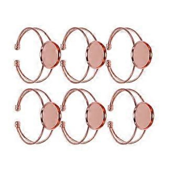 6 st 25mm Rund Platt Koppar Y Form DIY Armband Handledskedjor för Smyckestillverkning (Roséguld)