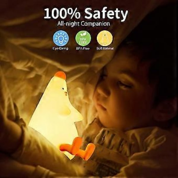 Chick Pat Farveskiftende Lampe LED Silikone Natlampe Sød USB Baby Amning Sengelampe