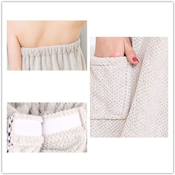 Kvinners badehåndkle myk mikrofiber badekåpe dusj badehåndkle med hårtørkehatt hotellkledning gå