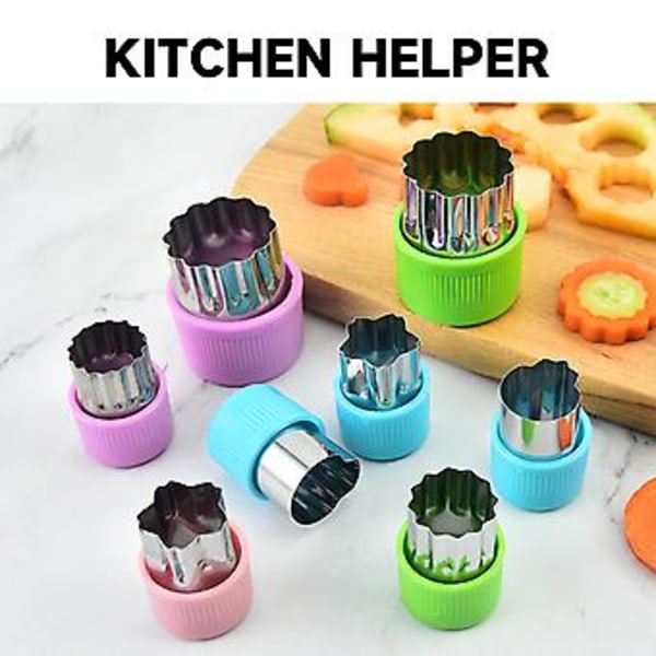 Kakformar i Rostfritt Stål, Blommönster, Kakor, Grönsaker, Frukt, Köksmodellering Verktyg (10-pack Blå)