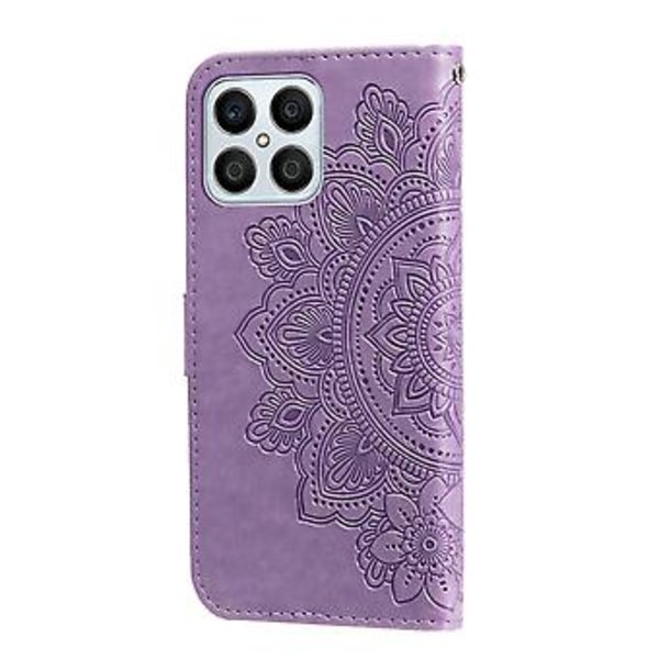 Blomster PU-etui til Honor X8 5g / X6 (Lyselilla)
