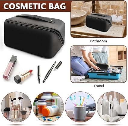 Sort, dame rejsetaske til makeup, stor makeup taske, rejsemakeup