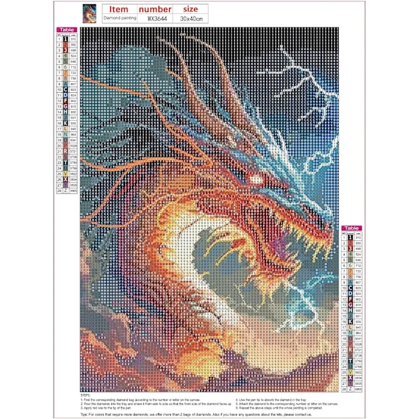 5D 12x16 tommer Dragon Diamond Painting Kits til voksne begyndere R