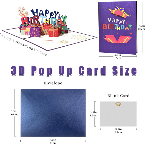 Hyvää syntymäpäivää -kortti, 3D Pop Up -kortit Kaikkiin tilaisuuksiin, 3D Syntymäpäivä