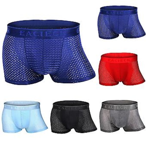 Fianao Ultra Thin Solid Color Pustende Mesh U Konvekse Boksere Shorts Menn Undertøy (L Lys Blå)