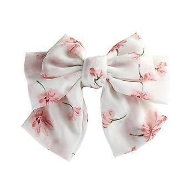 Chiffon Sløjfe Hårklemme Dame Elastisk Hårklemme Fest Hovedbeklædning (Hvid + Pink) 2 stk