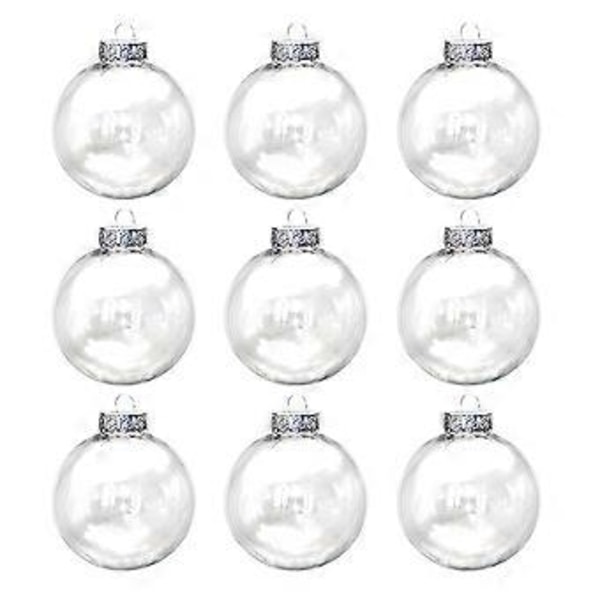 9 stk. Plast Julekuler Ornamenter Paljett Julekuler Klare Ornamentkuler Bulk Juletrepynt