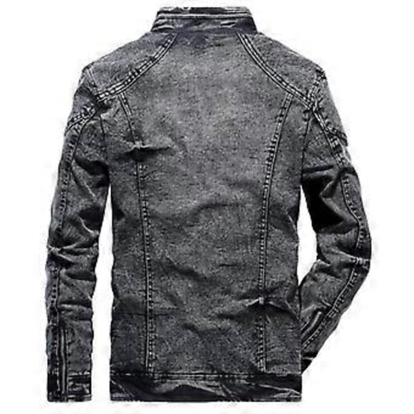 Denimjakke Herre Høst Mote Jeansjakke Frakk Mann Slim Fit Casual Jakker Yttertøy Jakke Og Frakk (L blå)