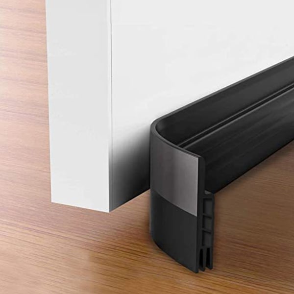 (100 cm x 4,5 cm, svart) Gummidörrtätning, självhäftande dörrtätning, Weath