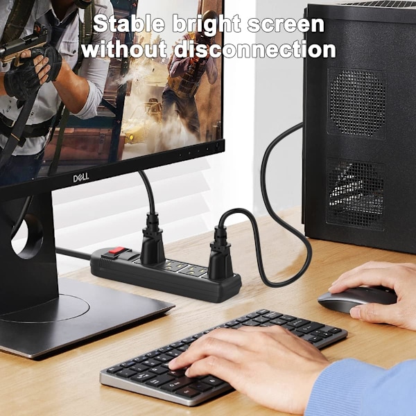1,5 m computer monitor udskiftning strømledning, 18 AWG 3-benet AC strøm