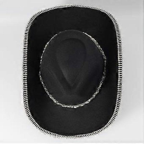 Glittrande Cowboyhatt Toppar Kristall Vild för Möhippa Disco Kristall Cowboyhatt Discohatt för Skådespelare Skådespelerska Svart( )