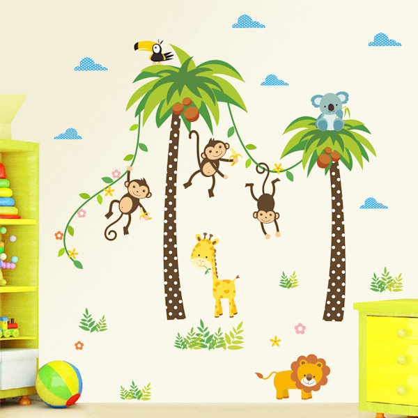 Træabe Monkey Wall Stickers Wall Decals Jungle Animals Wall Decal
