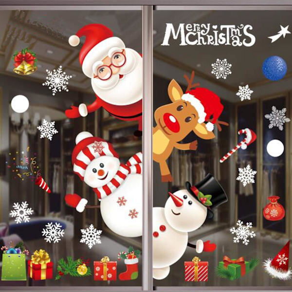 2 ark Merry Christmas fönsterdekaler, statiska fönsterdekaler