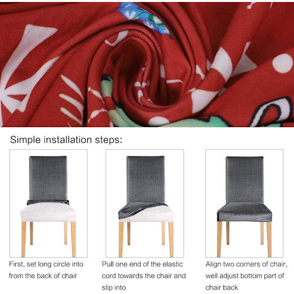 Jule-Stretch Stolsetersett med 4 - Moderne Elastiske Stolseter