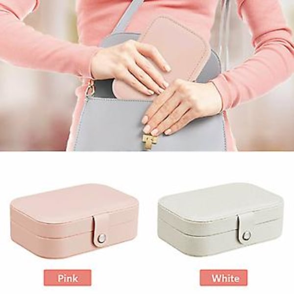 Bärbart Smyckeskrin Organizer Läder Smycken Ornament Fodral Reseförvaring (Typ B-Svart)