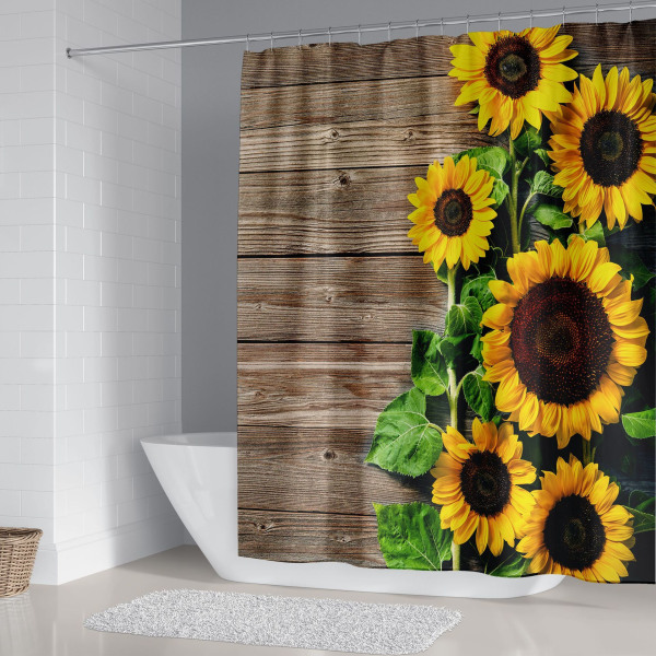 Solsikke Bruseforhæng 150*180 cm（Blomster）, Bruseforhæng