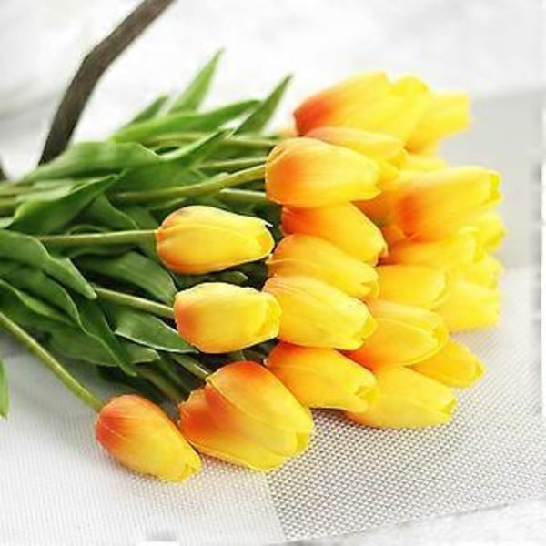 30 st Konstgjorda Tulpaner Blommor Real Touch Tulpaner Falska Holland PU Tulpanbukett (orange)