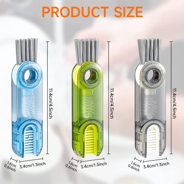 3 in 1 Multifunctional Cleaning Brush 3 Pieces Glass Bottle