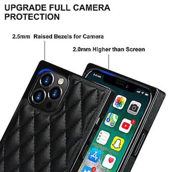 iPhone 14-fodral med kedja i PU-läder Datura Diamond Lattice (Svart)